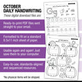 Load image into Gallery viewer, Printable Kindergarten October Daily Handwriting
