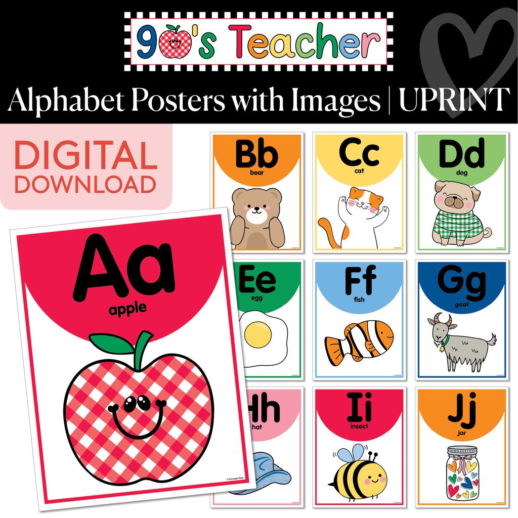 Printable Retro Alphabet Posters | 90s Teacher