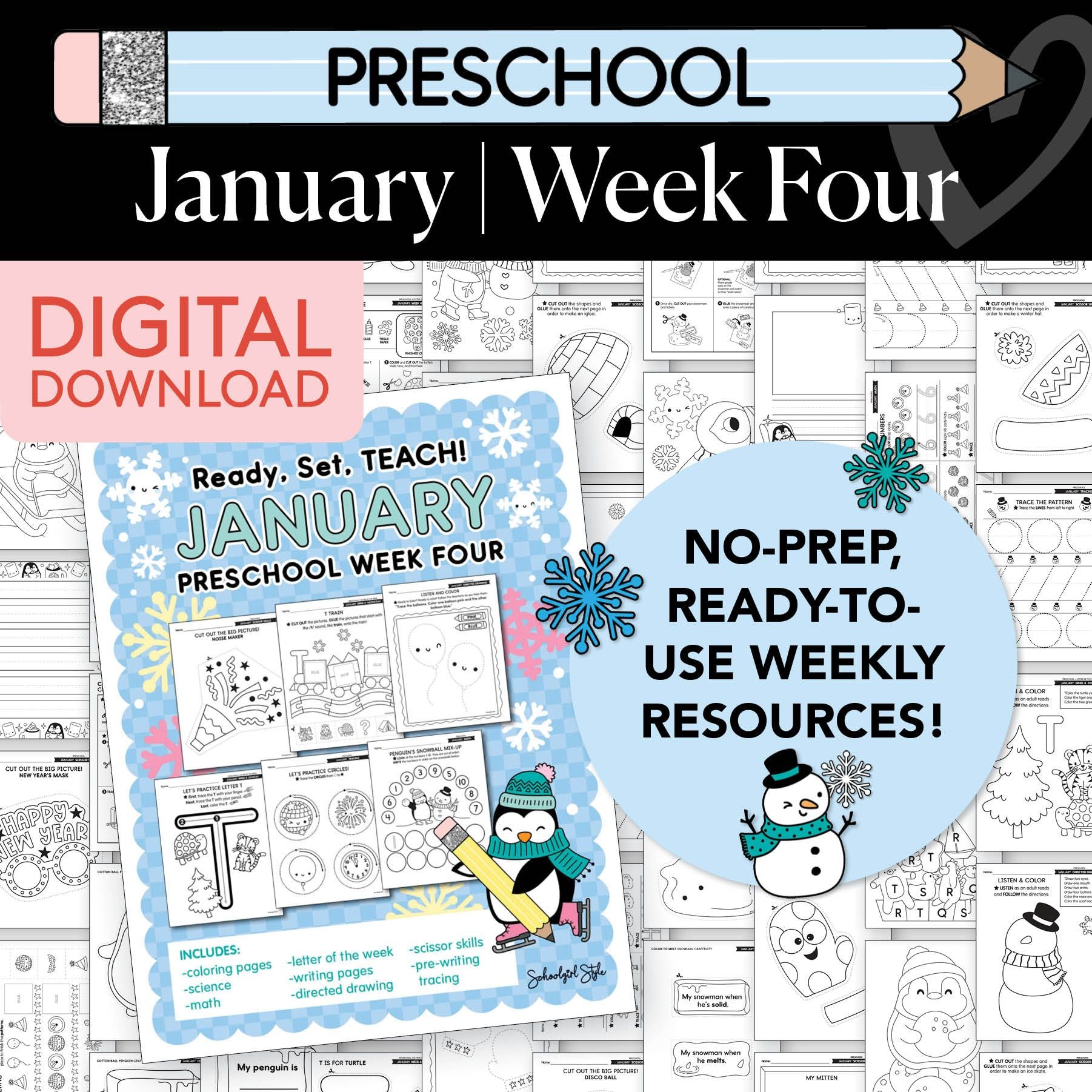 Printable Preschool January Week 4 Resources