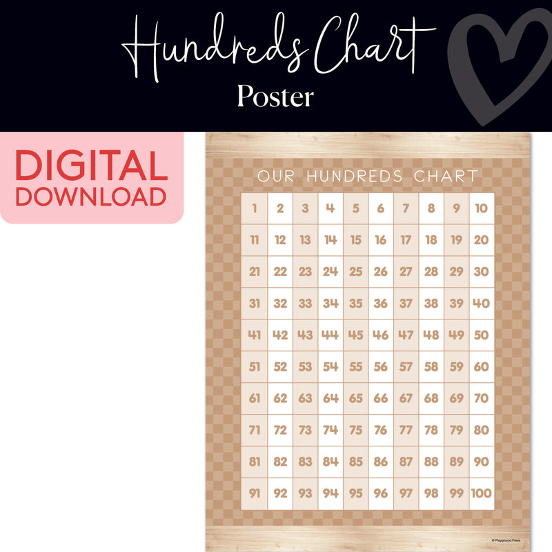 Hundreds Chart | Classroom Posters | Printable Classroom Decor | Schoolgirl Style