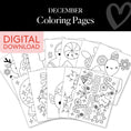 Load image into Gallery viewer, Free Printable December Coloring Pages Pack 2
