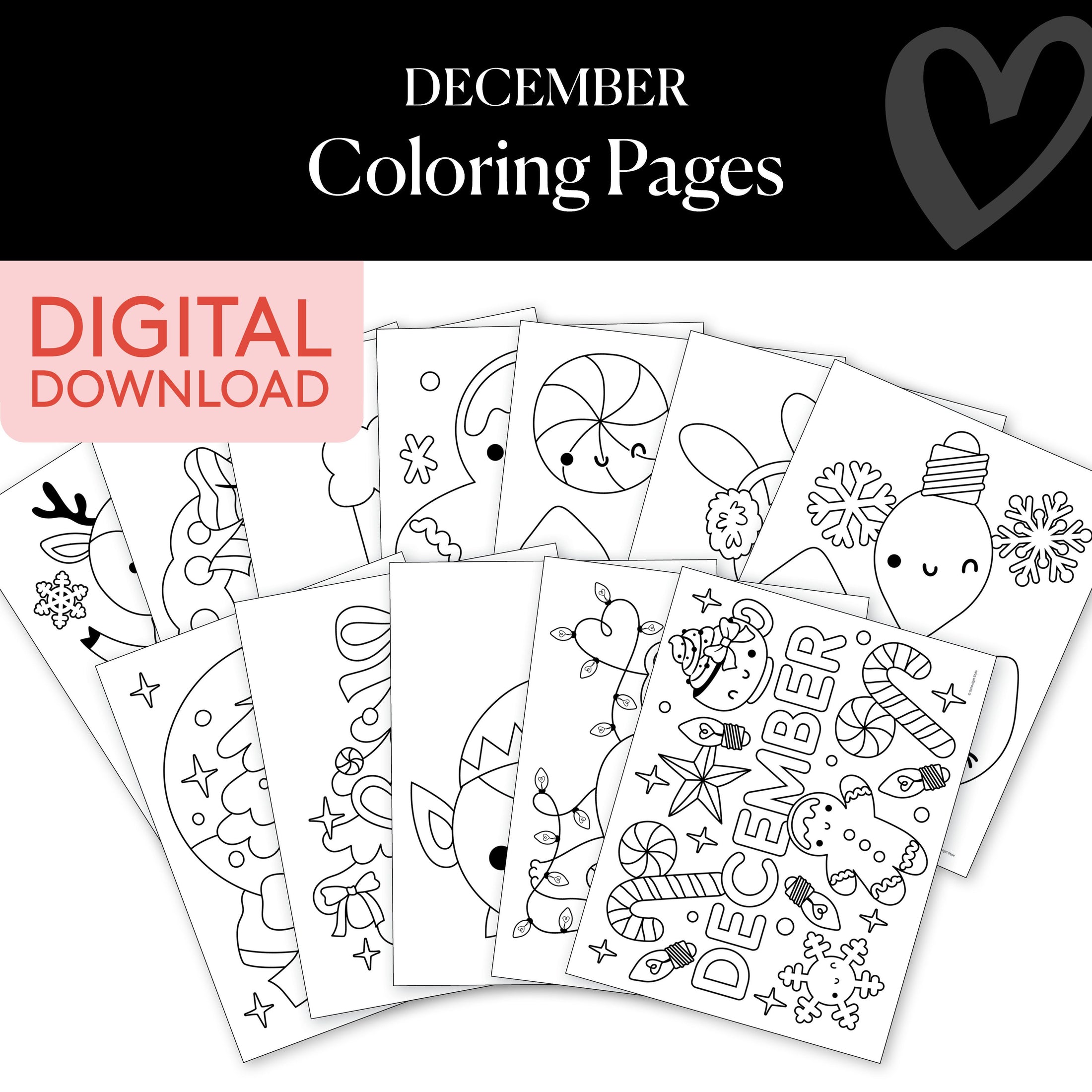 Free Printable December Coloring Pages Pack 2