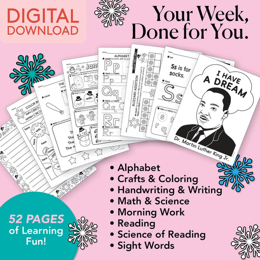 Printable Kindergarten January Week 3 Resources
