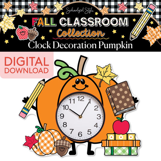 Printable Fall Pumpkin Clock Decoration | 90s Teacher