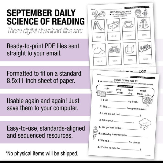 Second Grade September Daily Science of Reading