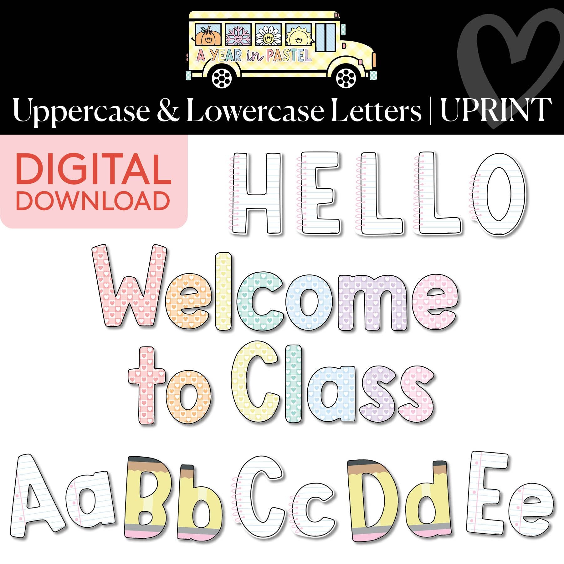 Printable Uppercase & Lowercase Letters | A Year In Pastel