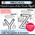 Load image into Gallery viewer, Printable Preschool March Letter of the Week (Y, Z, & Full Alphabet Review)
