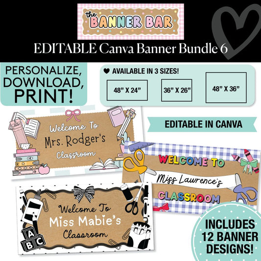 Personalized Editable Canva Kraft Style Banner Bundle 6