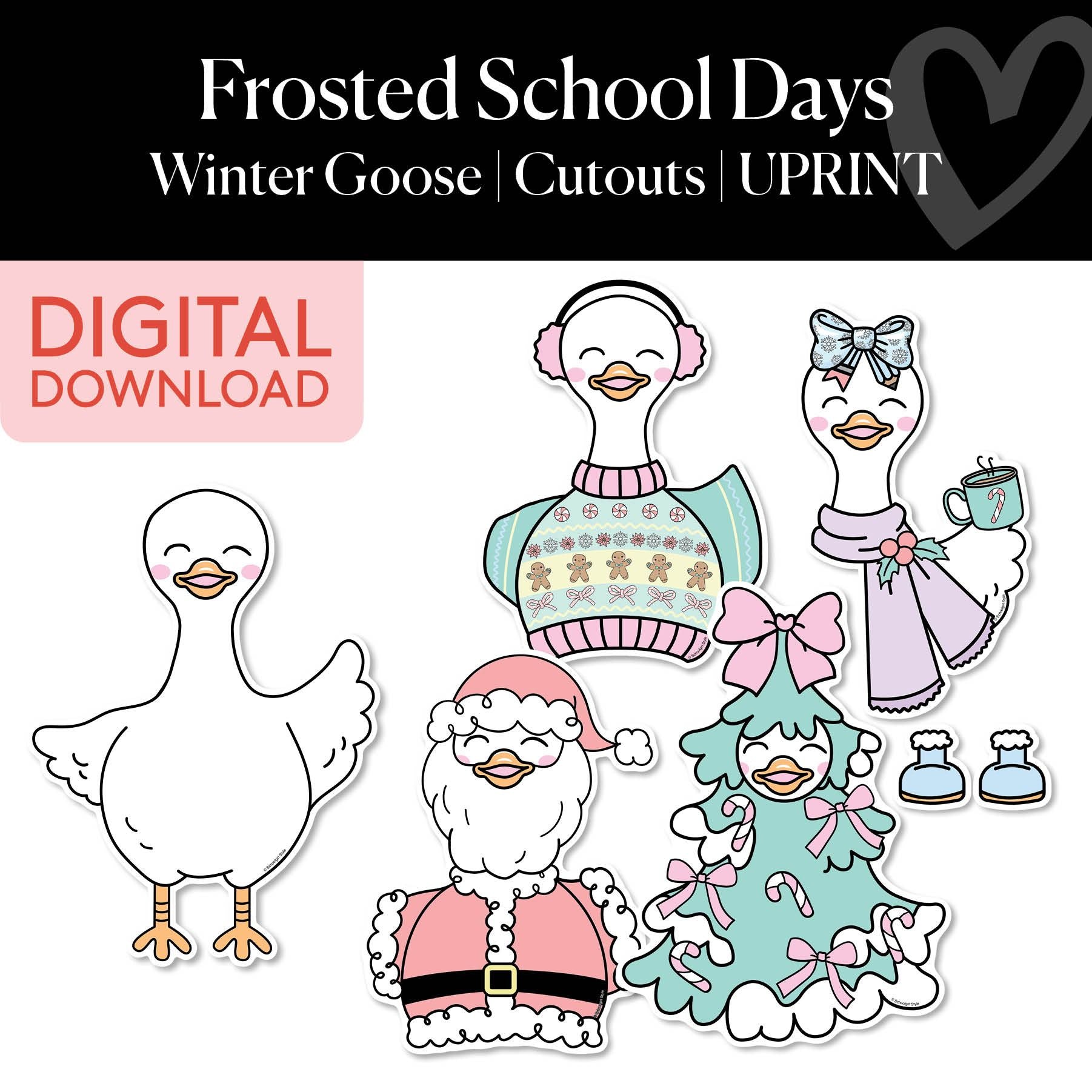 Printable Christmas Winter Goose and Costumes | Frosted School Days