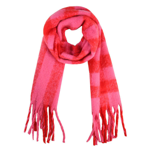 pink and red plaid scarf