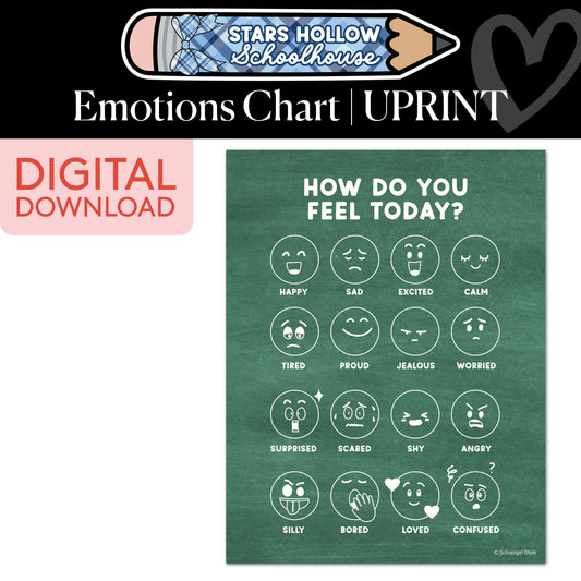 Printable Cozy Emotions Chart | School in Stars Hollow
