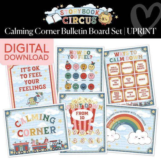 Printable Vintage Calming Corner Bulletin Board Set | Storybook Circus