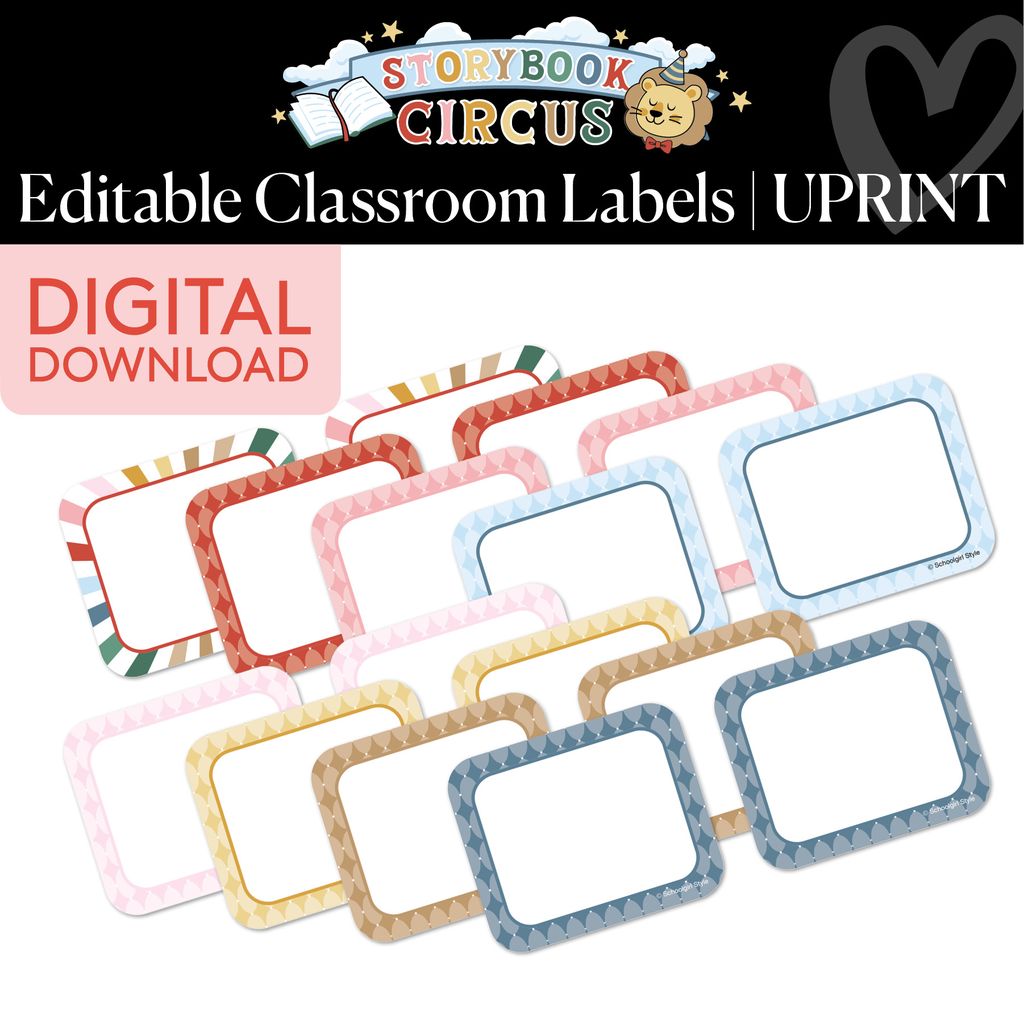 Printable Vintage Editable Classroom Labels | Storybook Circus