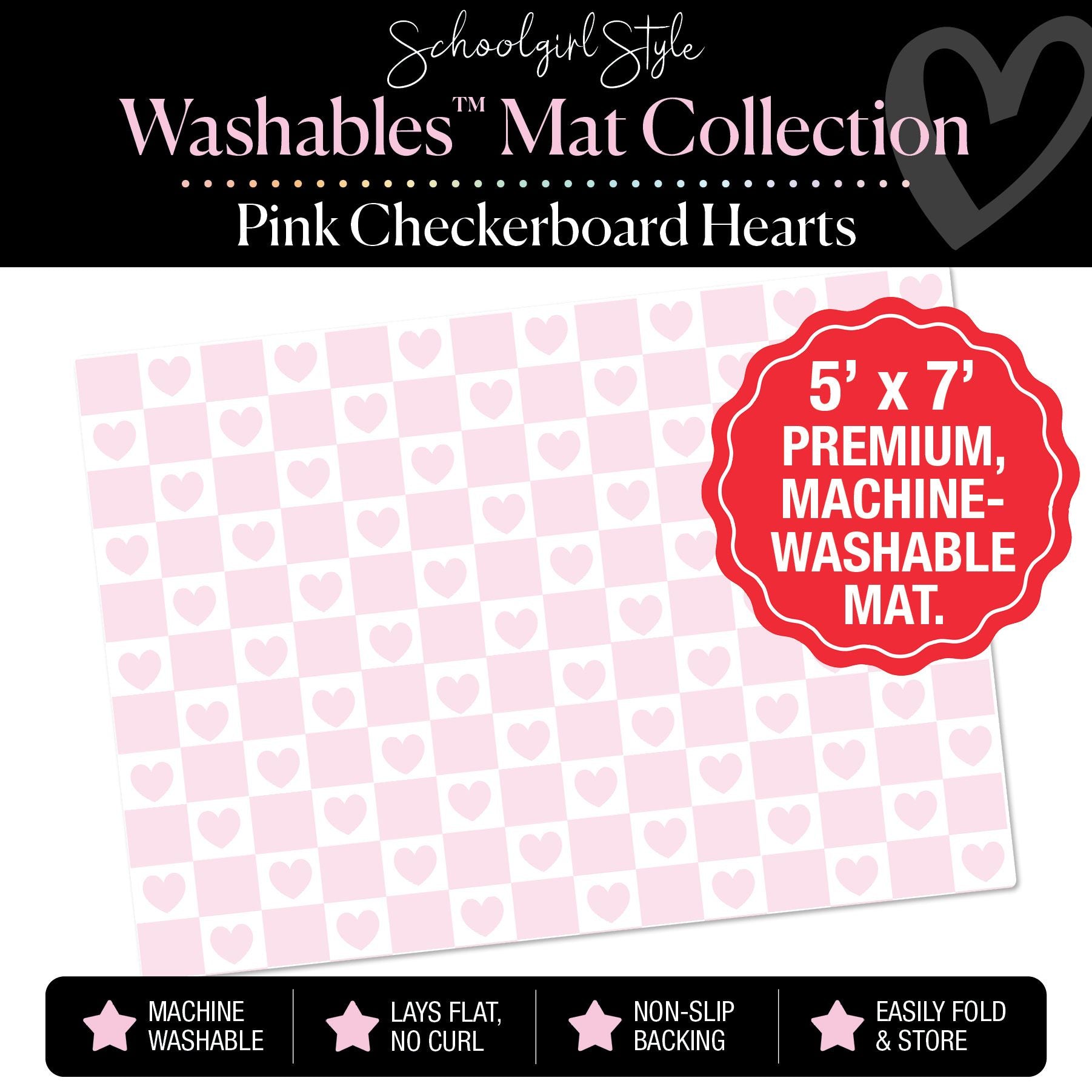 Pink Heart Checkerboard Classroom Mat by Schoolgirl Style