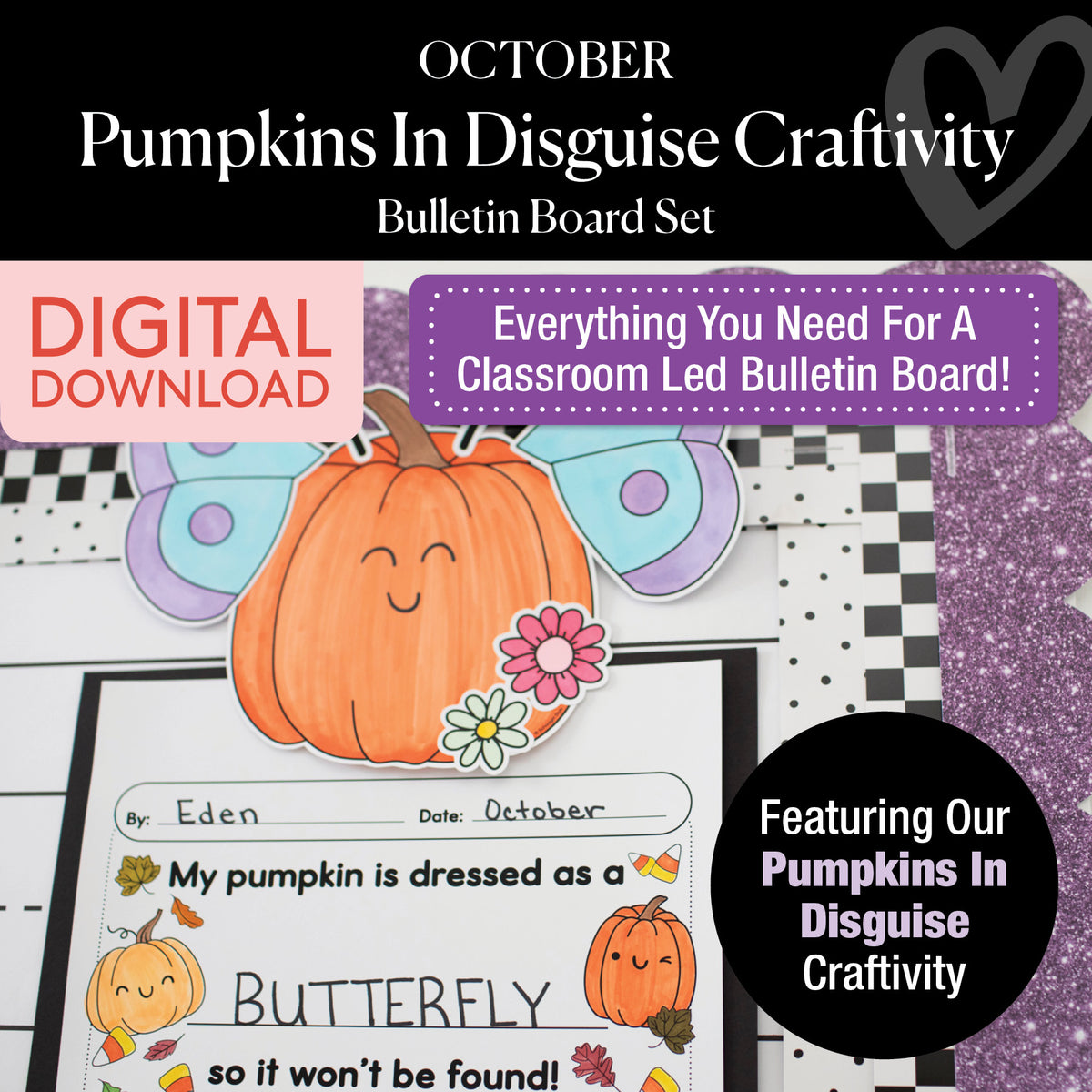 Printable October Pumpkins in Disguise Craftivity Bulletin Board Set