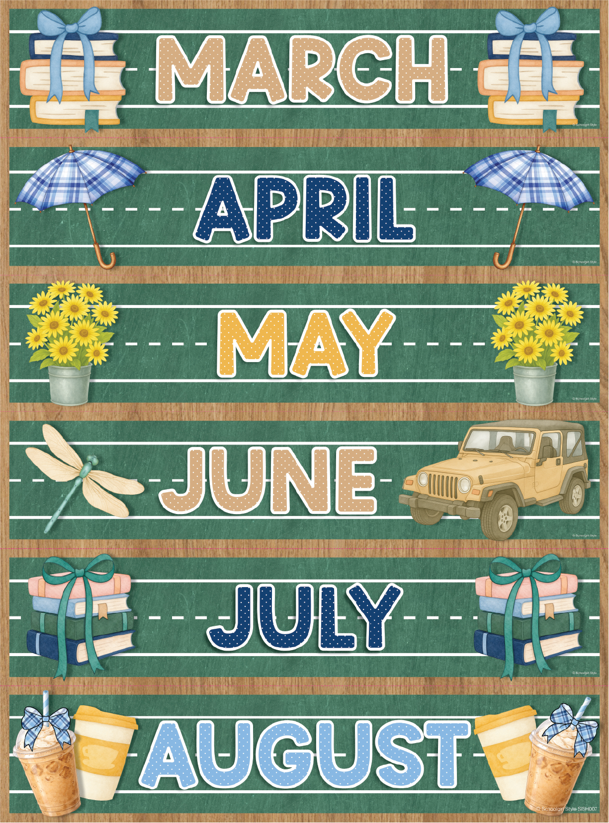 stars hollow monthly calendar headers