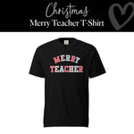 Merry Teacher patch letters | Christmas teacher shirt