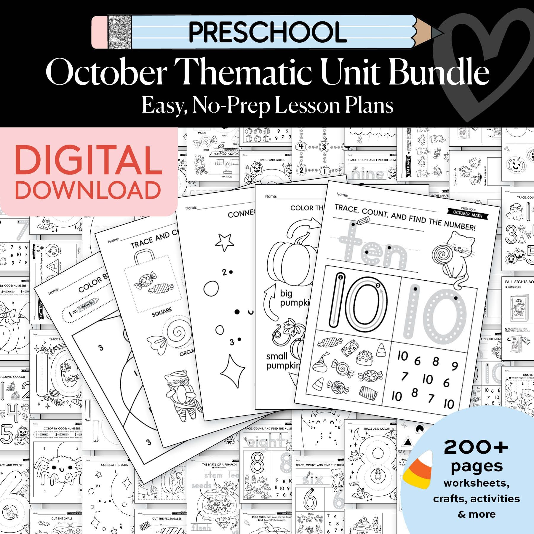 Printable Preschool October Thematic Unit Bundle