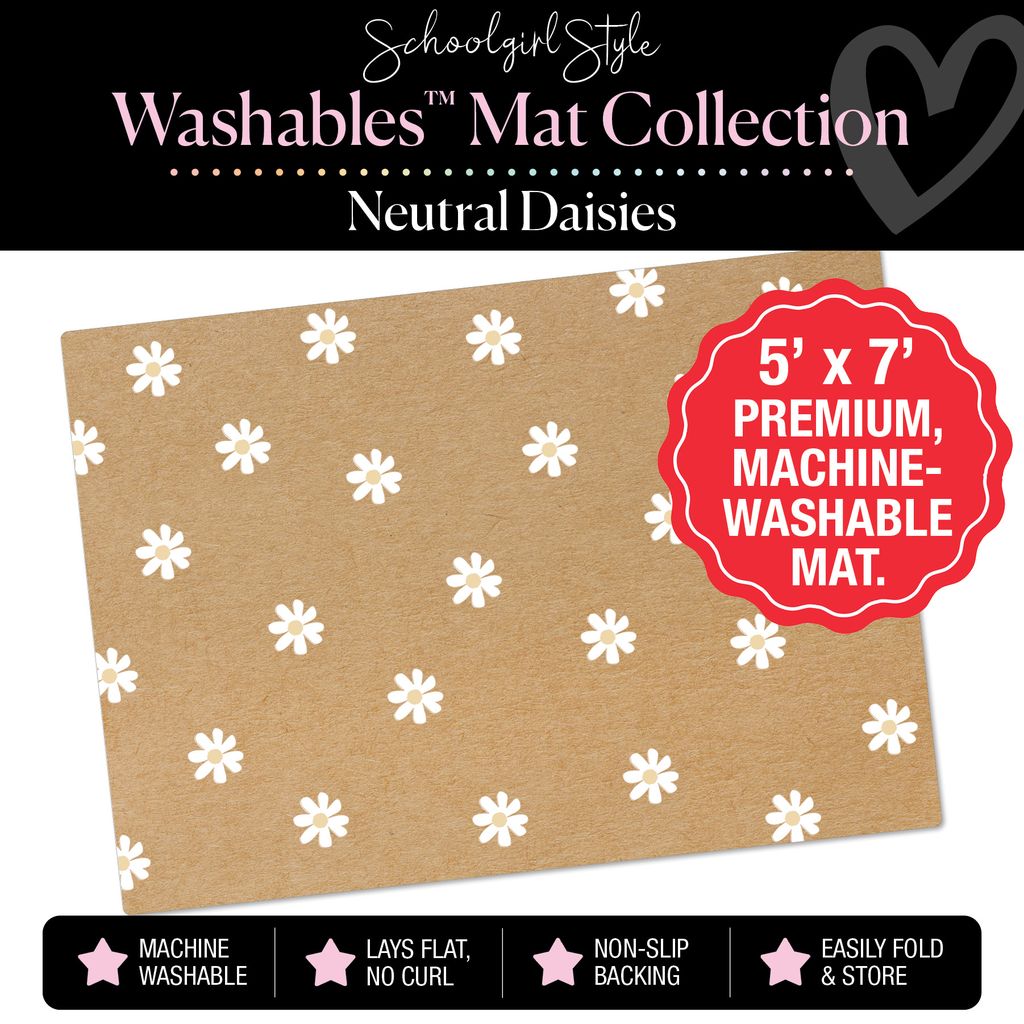 Neutral Daisies Classroom Mat by Schoolgirl Style