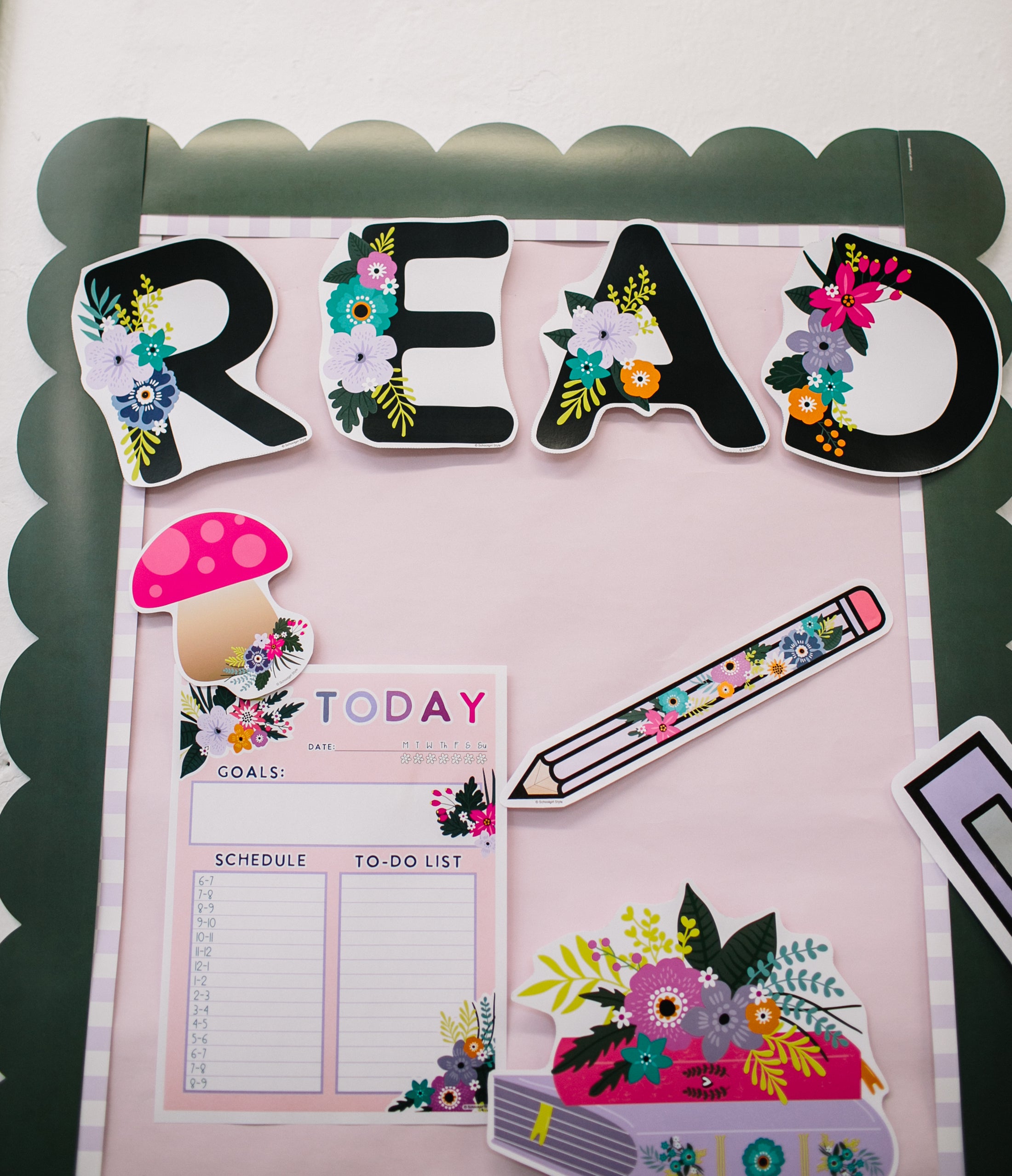 Enchanted Garden Dark Green Bulletin Board Border