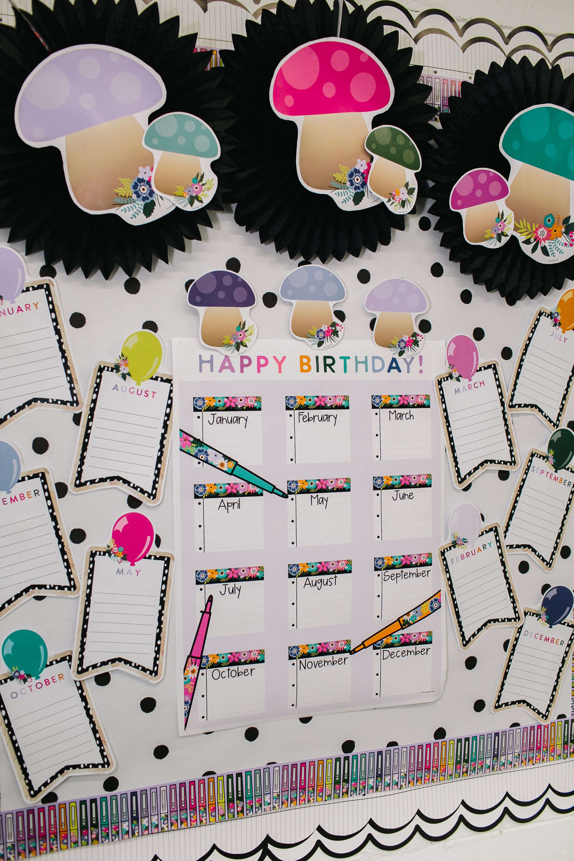 Printable Classroom Birthdays Bulletin Board Set | Midnight Meadow