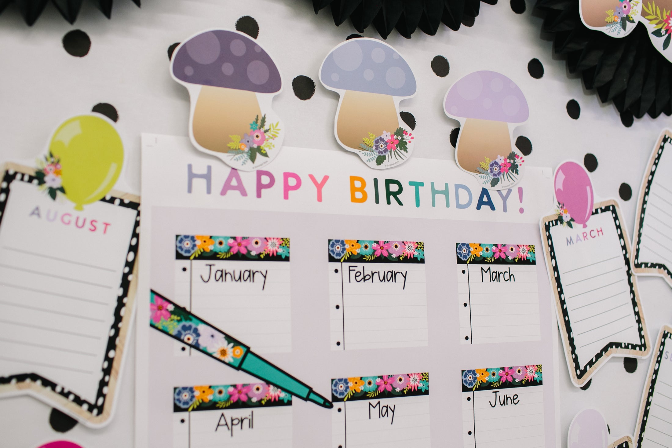 Printable Classroom Birthdays Bulletin Board Set | Midnight Meadow