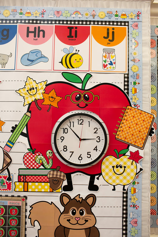 apple clock nostalgic classroom decor