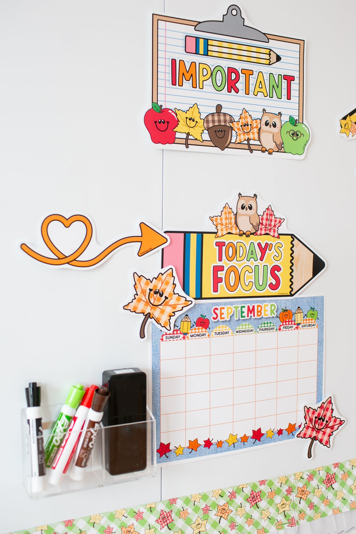 Printable Fall September Whiteboard Kit | 90s Teacher