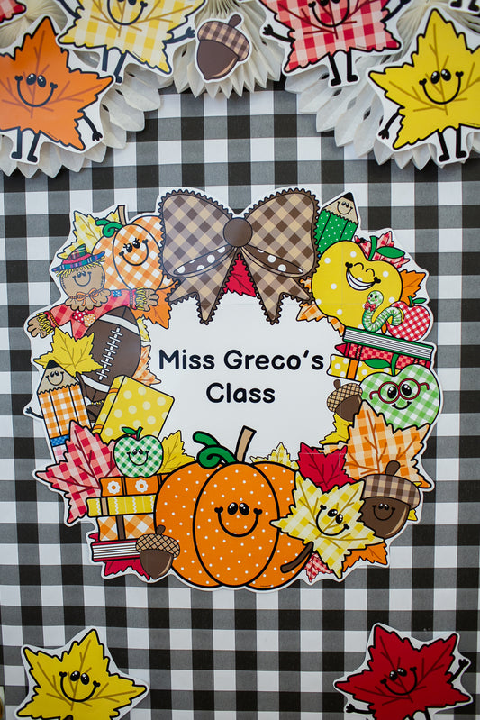 editable fall classroom wreath nostalgic and inspired by carson dellosa vintage classroom decor.  