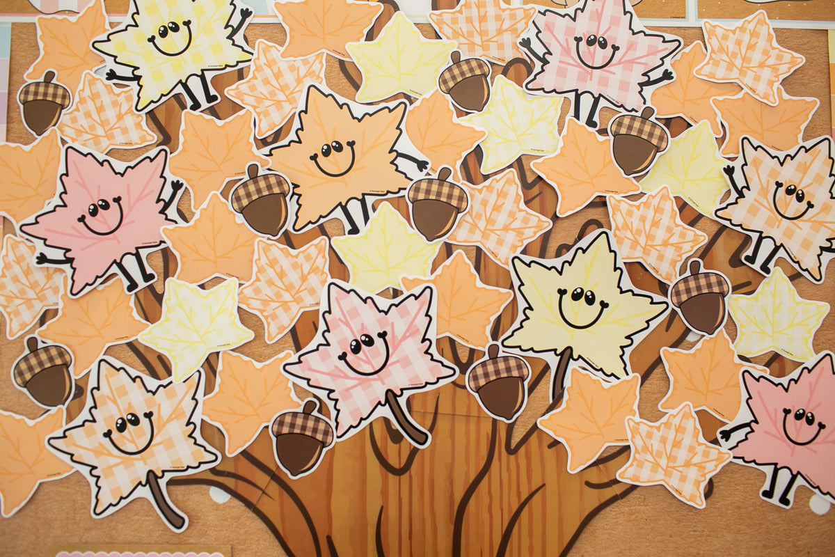 pastel leaves and acorns