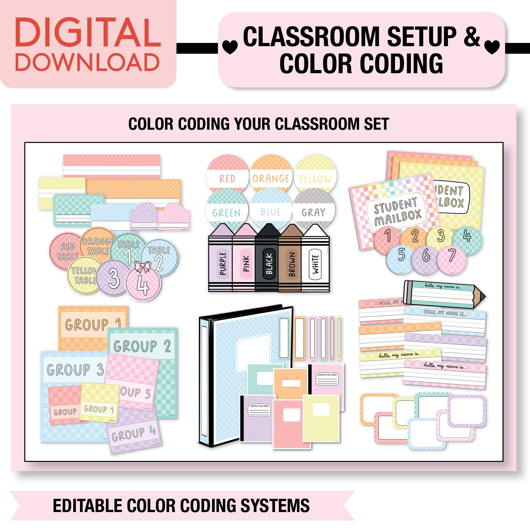 Printable Ultimate Pastel Classroom Management and Organization Bundle