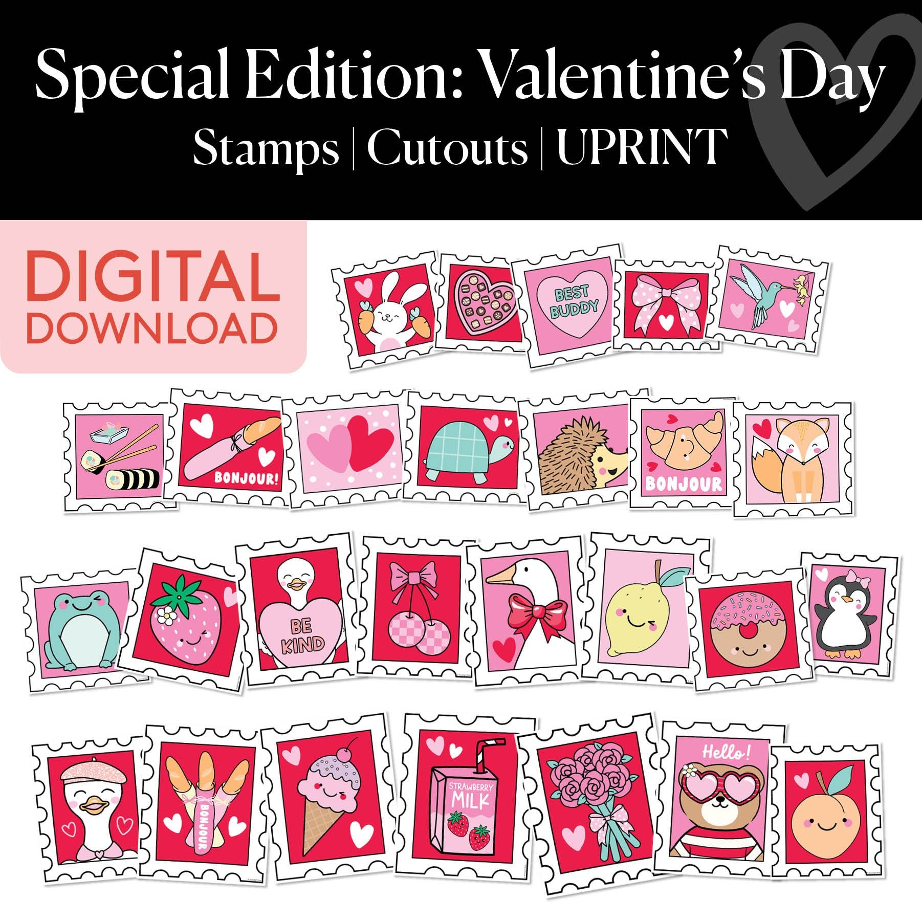 Printable Valentines Stamps Cutouts | Special Edition: Valentine's Day