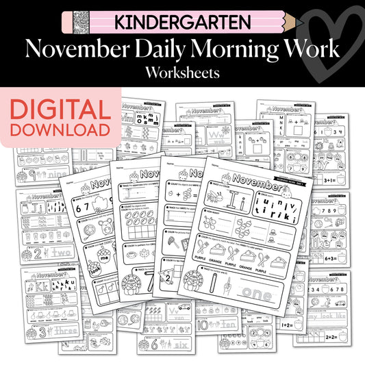 Printable Kindergarten November Daily Morning Work