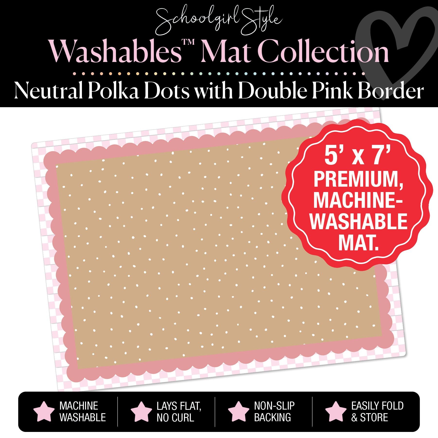 Banner Backdrop with Pink Checkerboard Border Classroom Mat by Schoolgirl Style