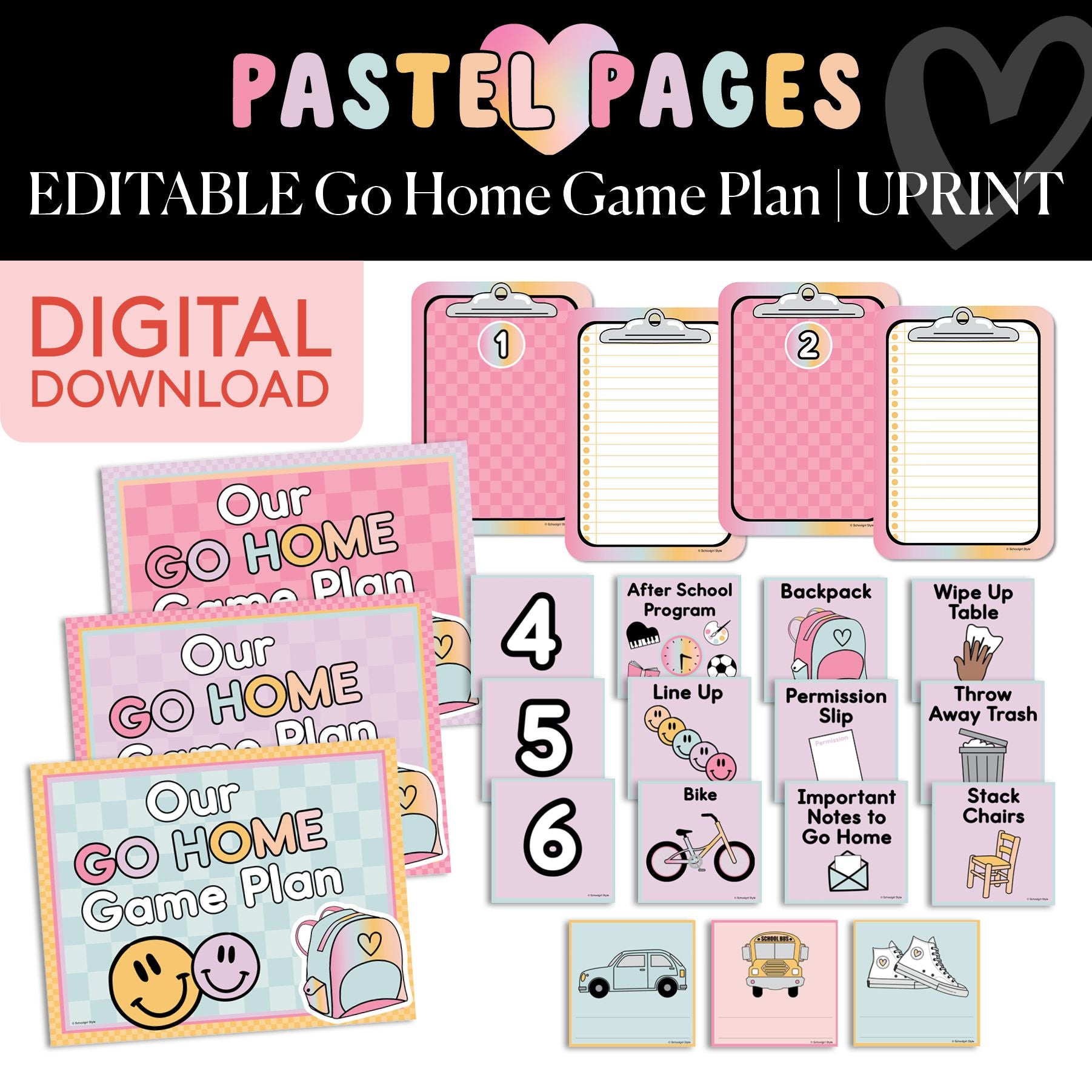Printable Boho Pastel Go Home Game Plan | Pastel Pages