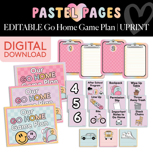Printable Boho Pastel Go Home Game Plan | Pastel Pages