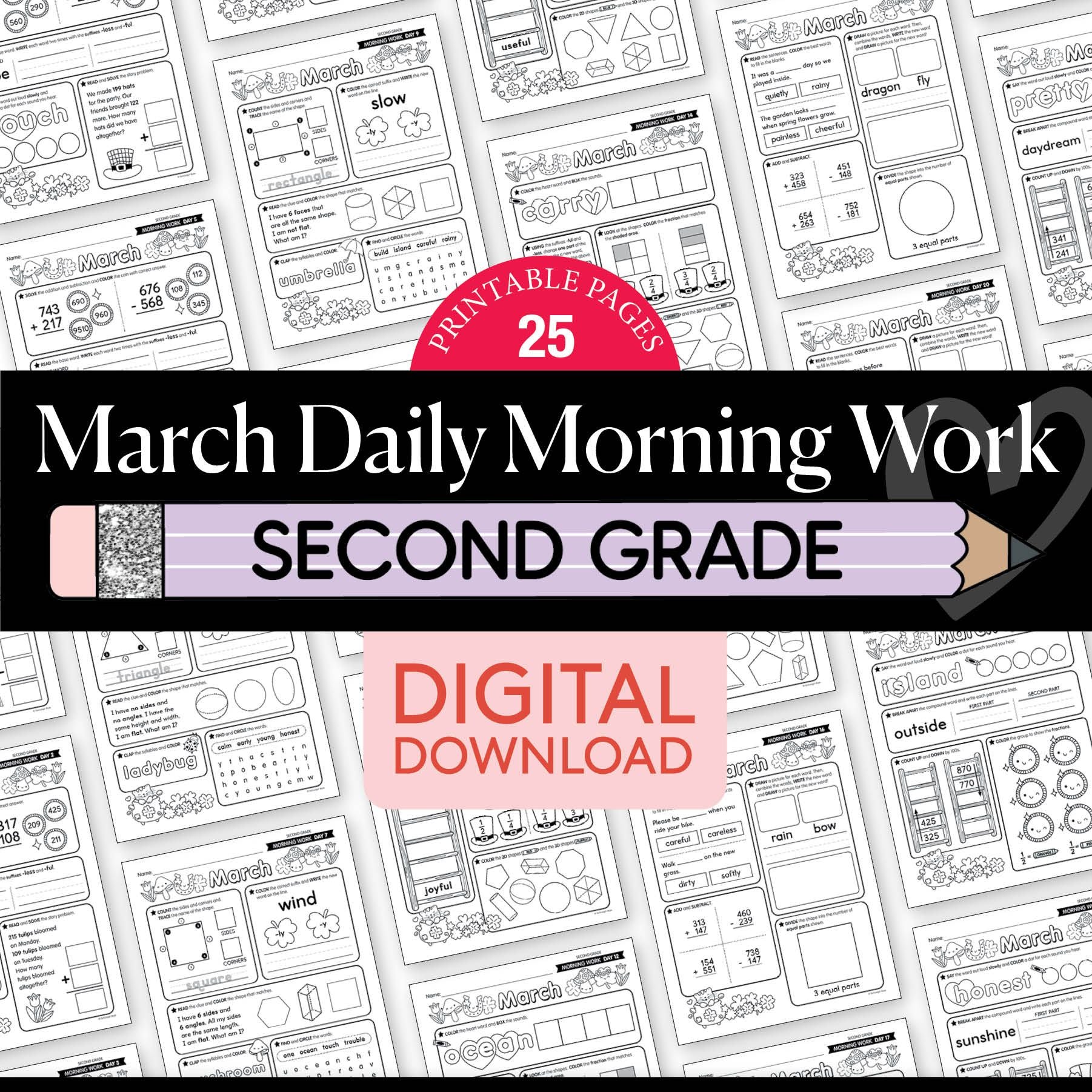 Printable Second Grade March Daily Morning Work
