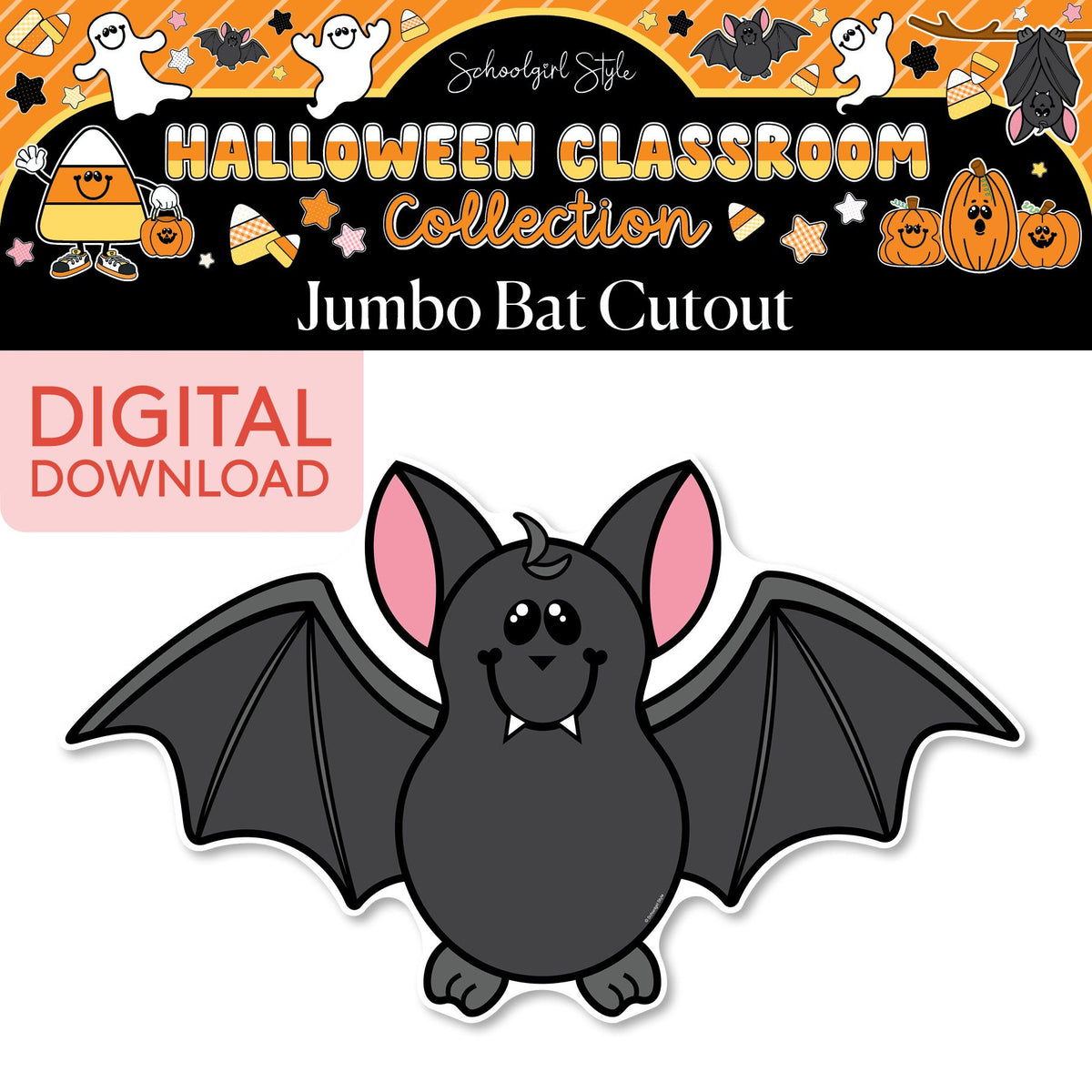 Printable Halloween Bat Jumbo Cutouts | 90s Teacher
