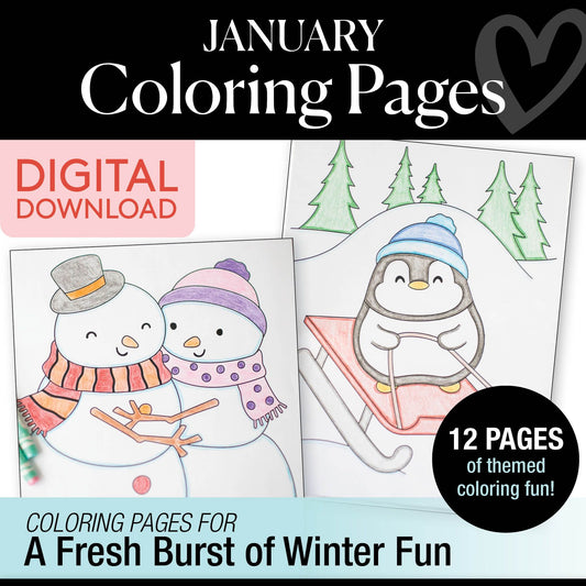 Free Printable January Coloring Pages Pack 2