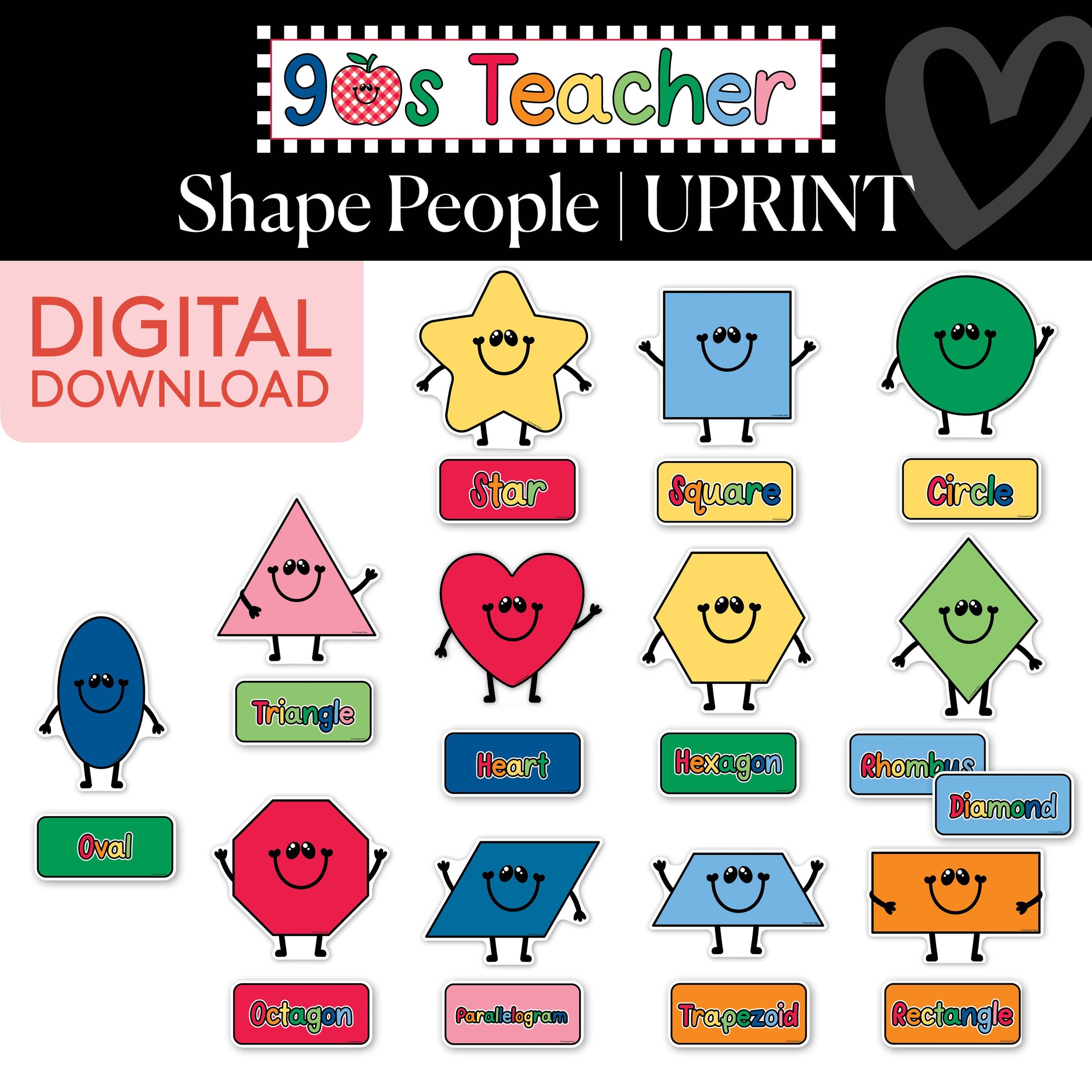 Printable Retro Shape People | 90s Teacher