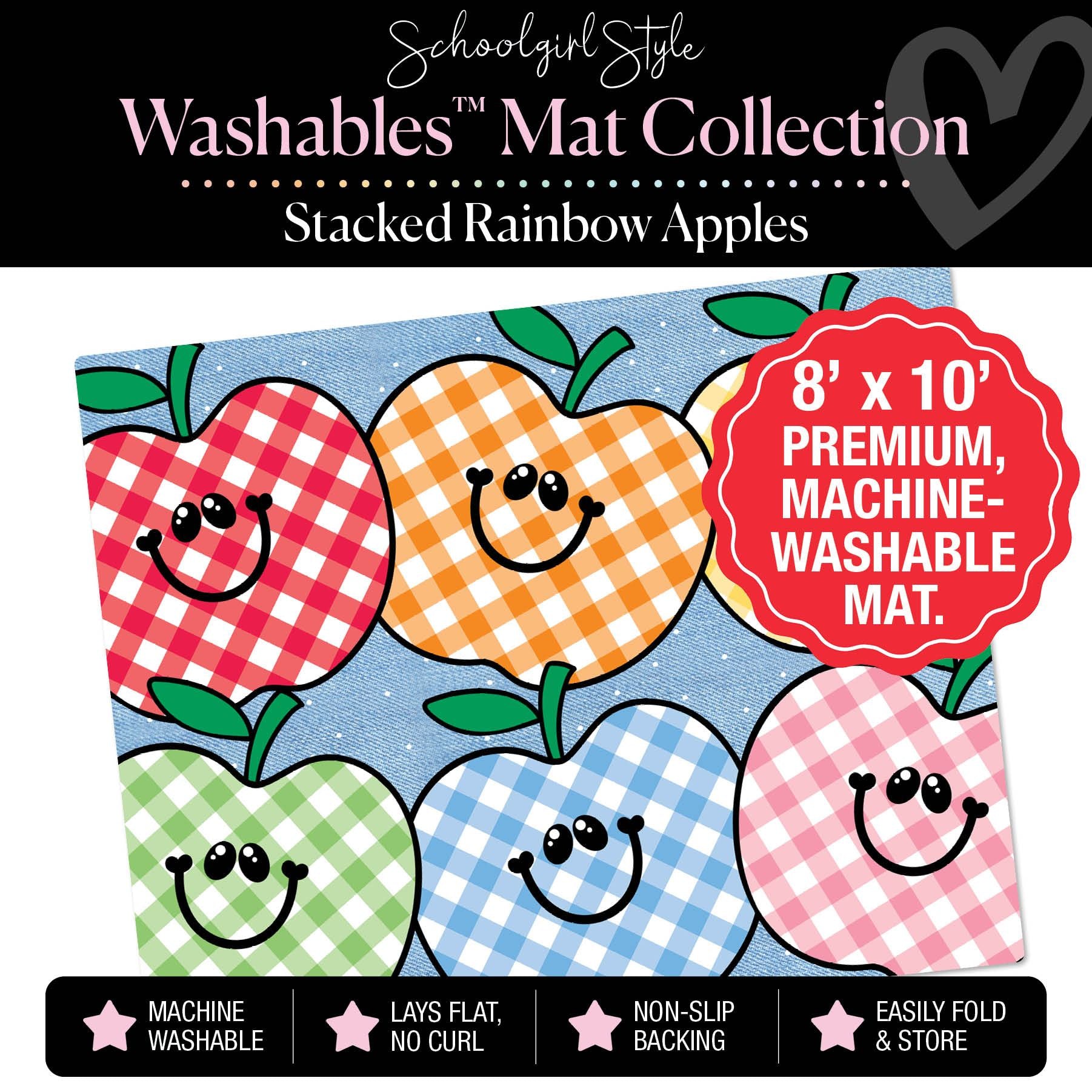 Stacked Rainbow Apples Classroom Mat by Schoolgirl Style