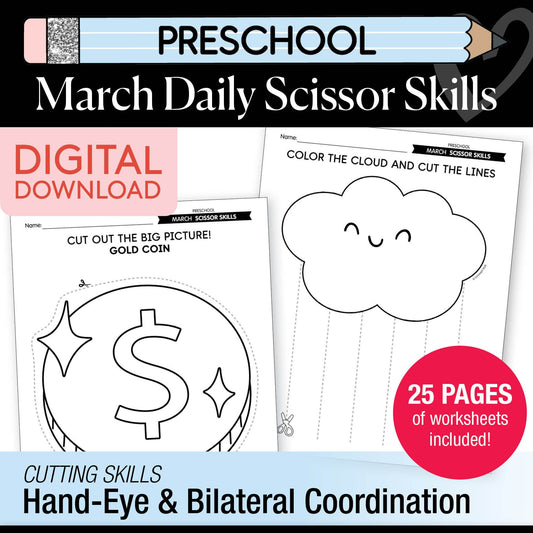 Printable Preschool March Daily Scissor Skills