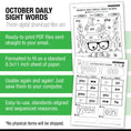 Load image into Gallery viewer, Printable First Grade October Daily Sight Words Worksheets
