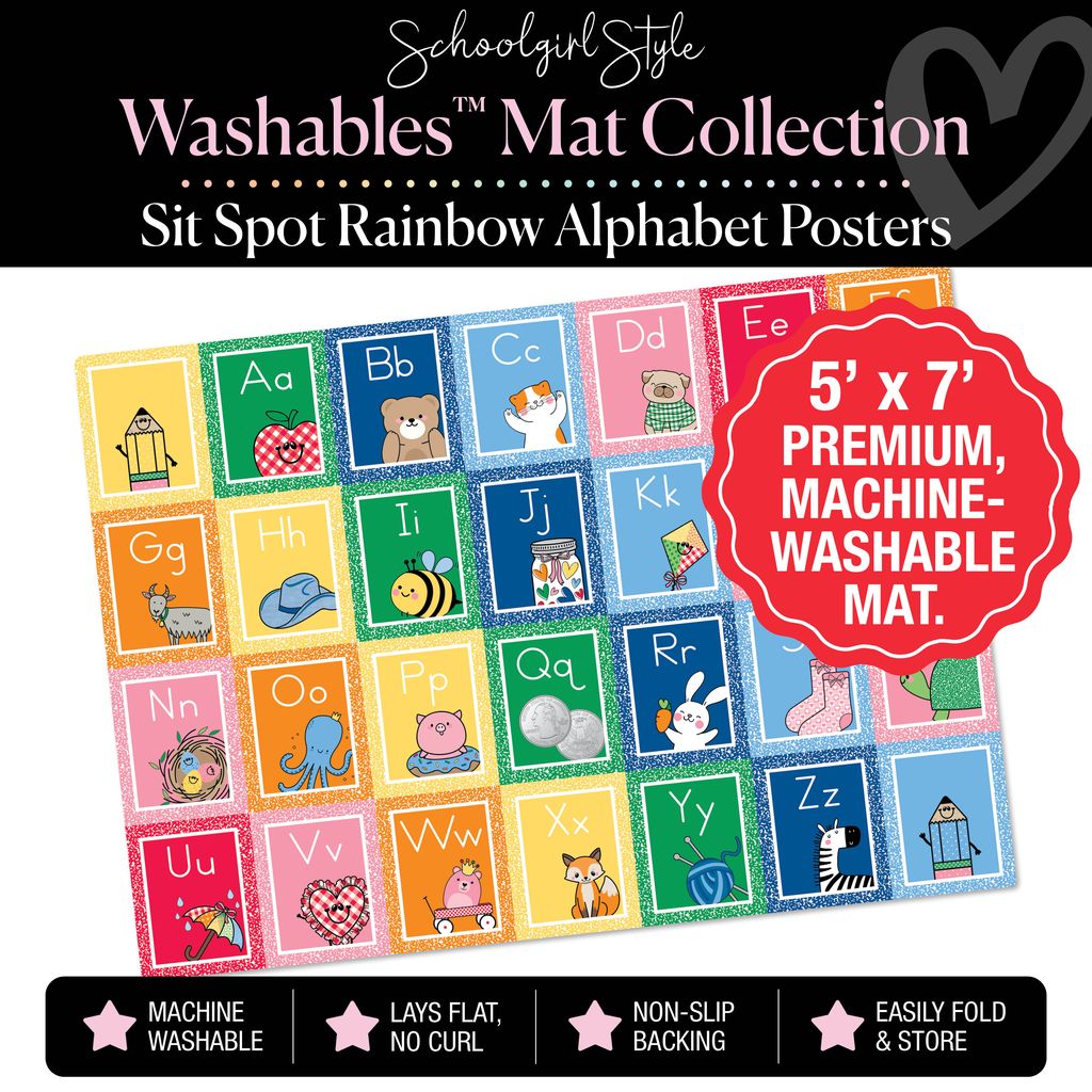 Rainbow Alphabet Poster Sit Spot Classroom Mat by Schoolgirl Style