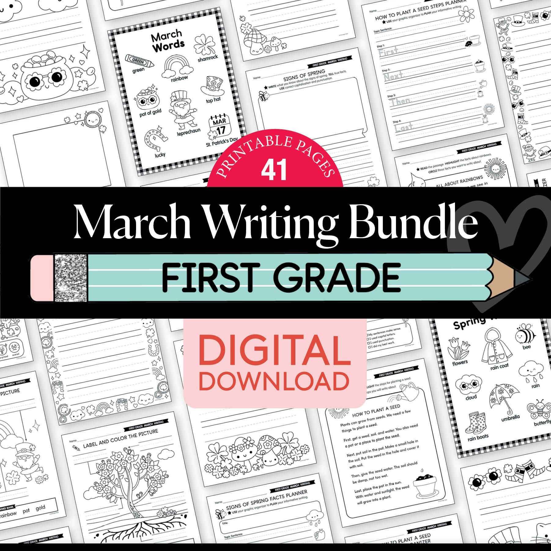 Printable First Grade March Writing Bundle
