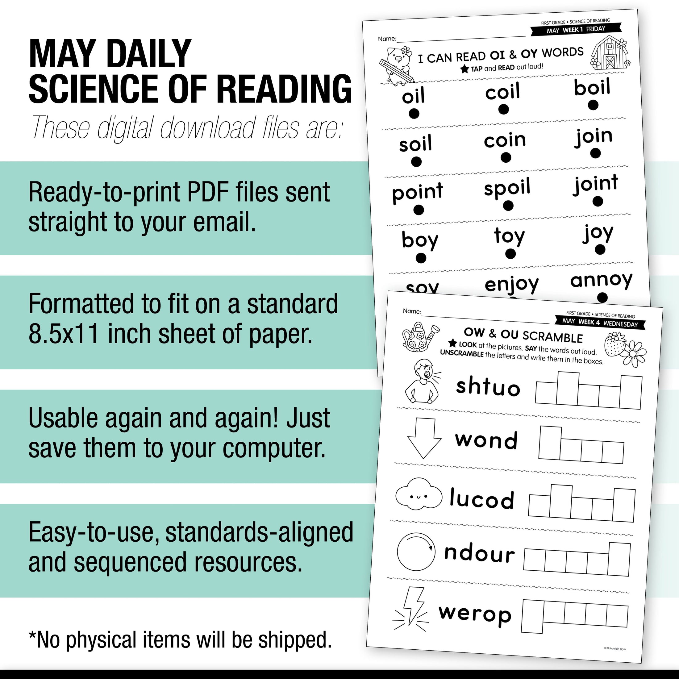 Printable First Grade May Daily Math
