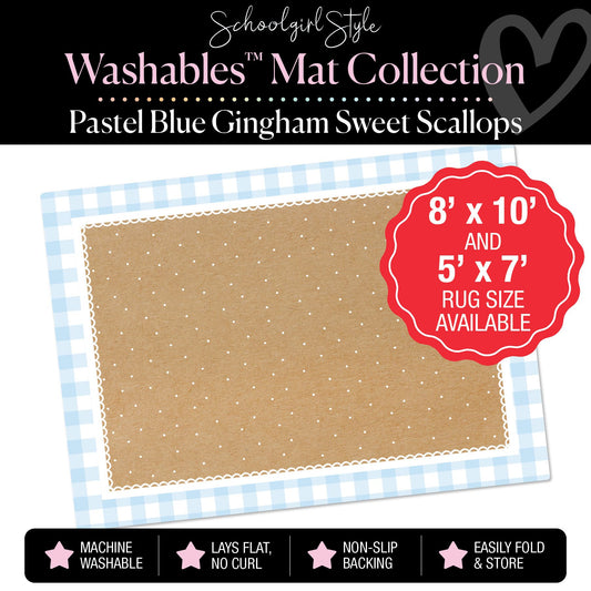 Pastel Blue Gingham with Sweet Scallops Classroom Mat by Schoolgirl Style