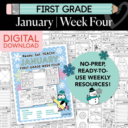 Printable First Grade January Week 4 Resources