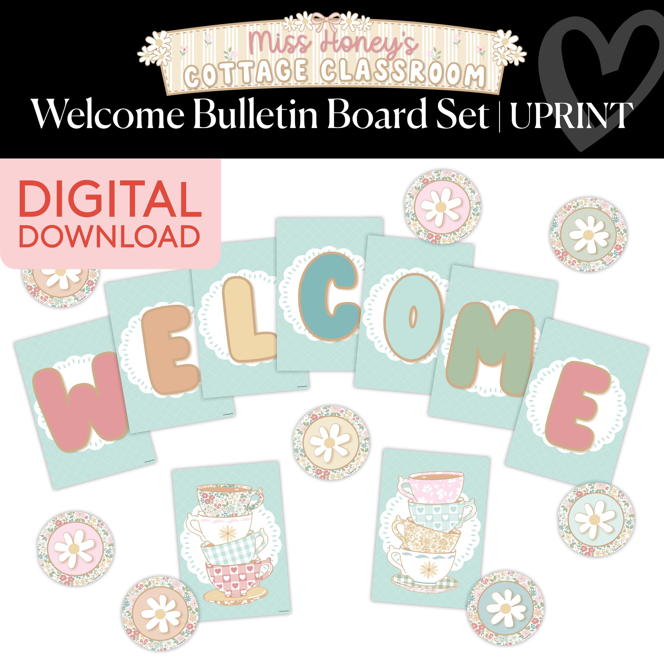 Printable Welcome Bulletin Board Set | Miss Honey's Cottage Classroom
