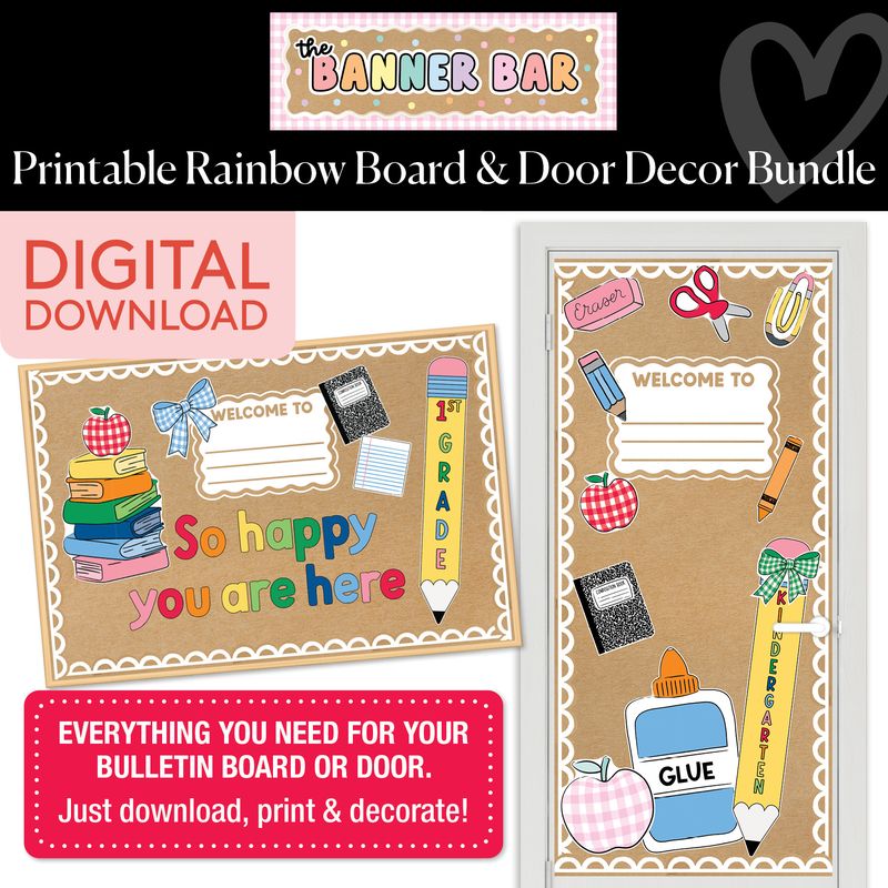 Printable Rainbow Board & Door Decor Bundle | Banner Bar